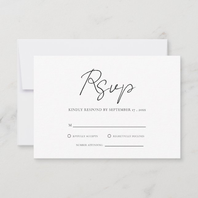 Modern Minimalist Wedding RSVP Card (Front)