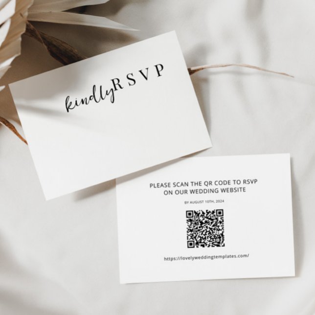 Modern Minimalist  Wedding RSVP QR Code Card (Creator Uploaded)