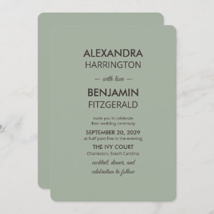 Modern Minimalist Wedding   Sage Green Timeless  Invitation