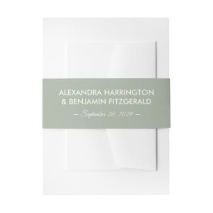 Modern Minimalist Wedding   Sage Green Timeless  Invitation Belly Band