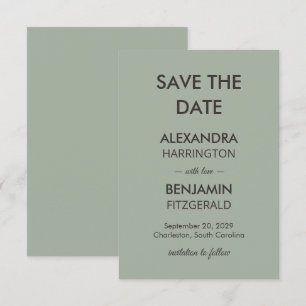 Modern Minimalist Wedding Sage Green Timeless Save The Date