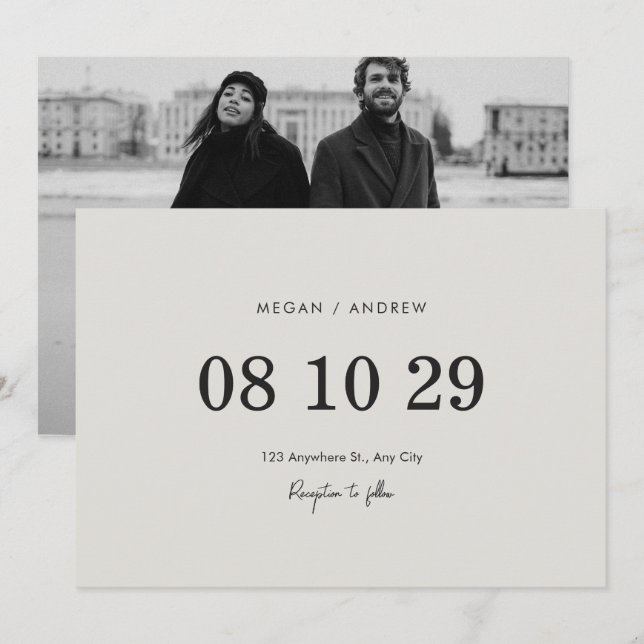 Modern minimalist wedding save the date (Front/Back)