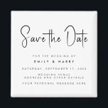 Modern Minimalist Wedding Save the Date Magnet<br><div class="desc">A simple modern save the date magnet. Personalize this minimalist black and white design to have your personal details and message. Features script calligraphy typography and faux glitter image background.</div>