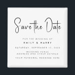 Modern Minimalist Wedding Save the Date Magnet<br><div class="desc">A simple modern save the date magnet. Personalize this minimalist black and white design to have your personal details and message. Features script calligraphy typography and faux glitter image background.</div>