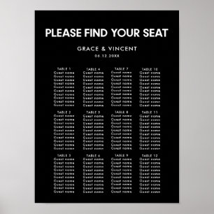 Modern minimalist wedding seating chart