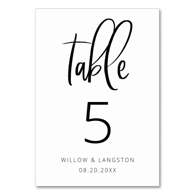 Modern Minimalist Wedding Table Number (Front)