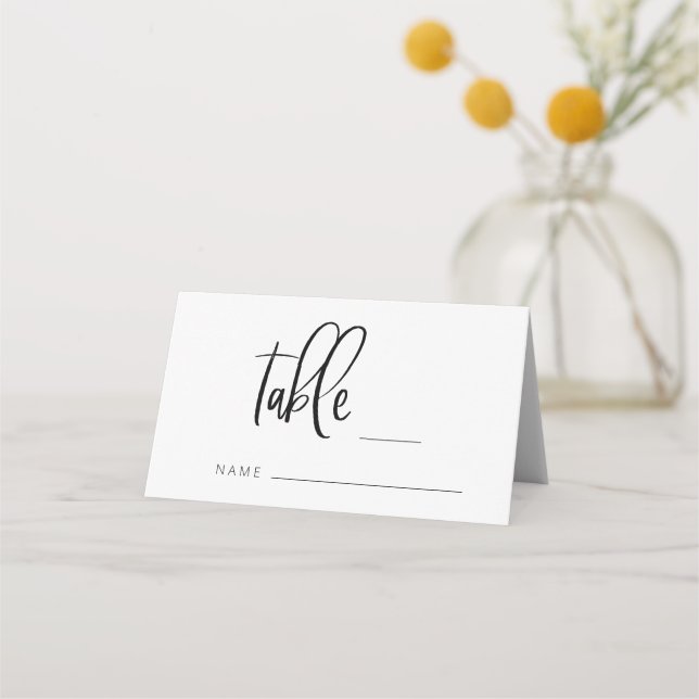 Modern Minimalist Wedding Table Number Place Card (Front)