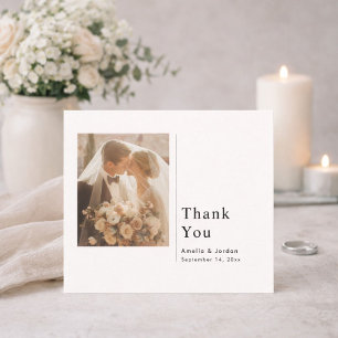 Modern Minimalist Wedding Thank You Card With Note