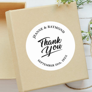 Modern Minimalist Wedding Thank You Favour Classic Round Sticker