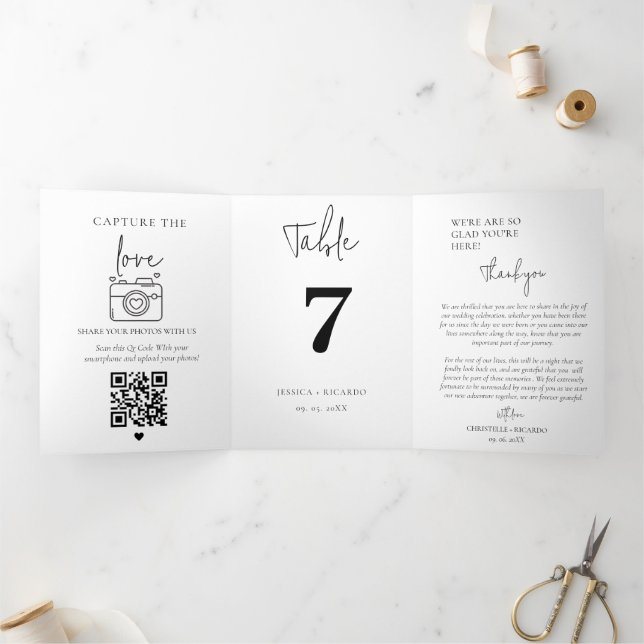 Modern Minimalist wedding Thank you table Number (Inside)