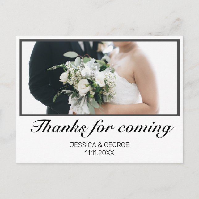 Modern Minimalist Wedding Thanks for Coming Photo Postcard (Front)