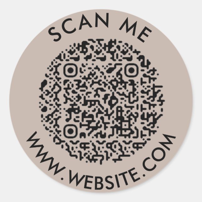 Modern Minimalist Wedding Website Scan me qr code Classic Round Sticker (Front)