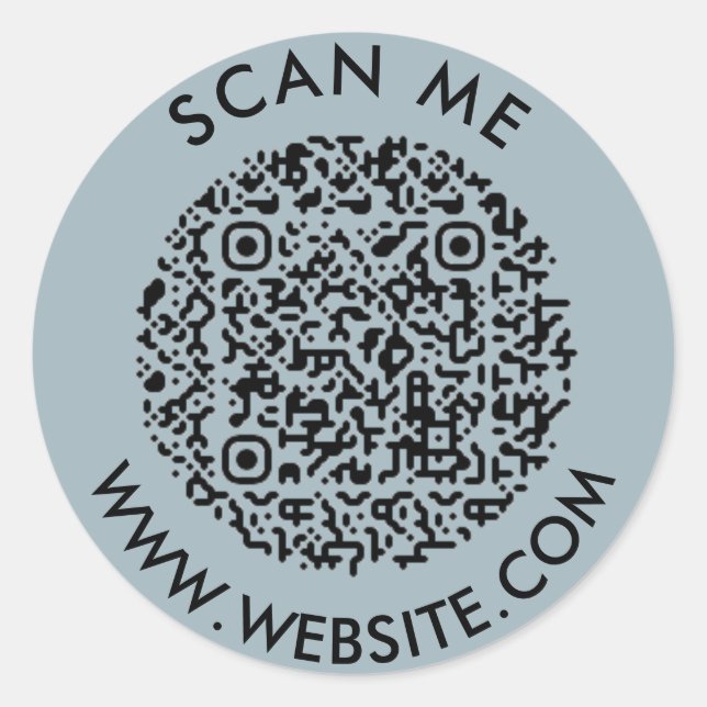 Modern Minimalist Wedding Website Scan me qr code Classic Round Sticker (Front)