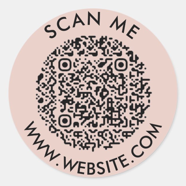 Modern Minimalist Wedding Website Scan me qr code Classic Round Sticker (Front)