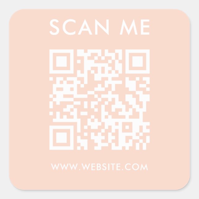 Modern Minimalist Wedding Website Scan me qr code Square Sticker (Front)
