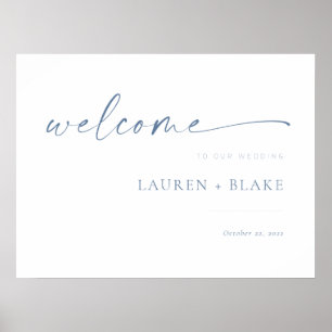 Modern Minimalist Wedding Welcome Sign   Blue
