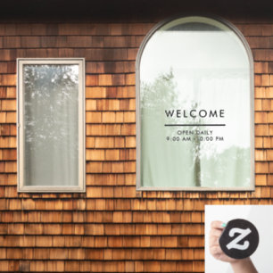 Modern Minimalist Welcome Open Daily Window Cling
