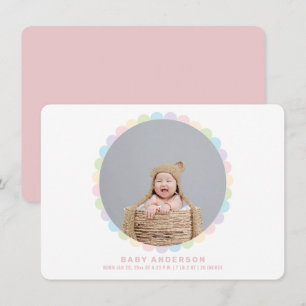 Modern Minimalist Whimsical Baby Girl Photo Birth Announcement