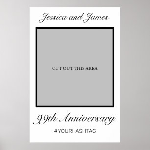 Modern Minimalist White Anniversary Photo Prop Poster