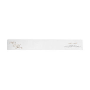 Modern Minimalist White Baby Shower Return Address Wrap Around Label