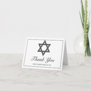 Modern Minimalist White Bar Bat Mitzvah Thank You Card