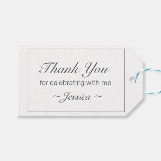 Modern Minimalist White Birthday Thank You Favour Gift Tags