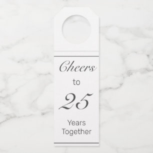 Modern Minimalist White Black Anniversary Bottle Tag