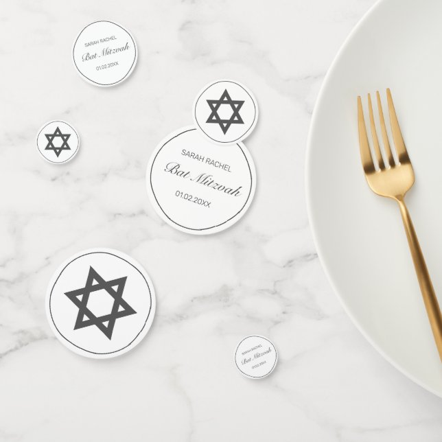 Modern Minimalist White Black Bar Bat Mitzvah Confetti (Group)