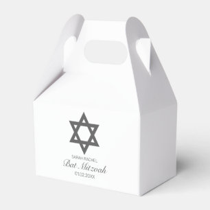 Modern Minimalist White Black Bar Bat Mitzvah Favor Box