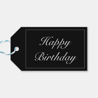 Modern Minimalist White Black Birthday Gift Tags