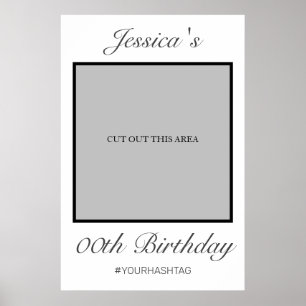 Modern Minimalist White Black Birthday Photo Prop Poster