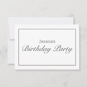 Modern Minimalist White Black Birthday RSVP Card