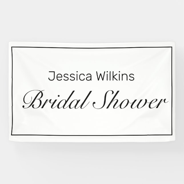 Modern Minimalist White Black Bridal Shower Banner (Horizontal)