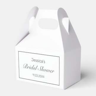 Modern Minimalist White Black Bridal Shower Favor Box