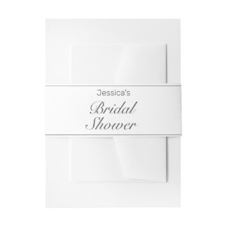 Modern Minimalist White Black Bridal Shower Invitation Belly Band