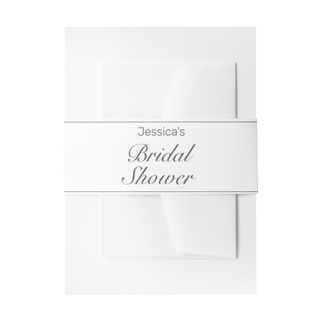 Modern Minimalist White Black Bridal Shower Invitation Belly Band (Front Example)