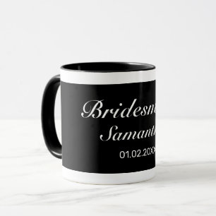 Modern Minimalist White Black Bridesmaid Wedding Mug