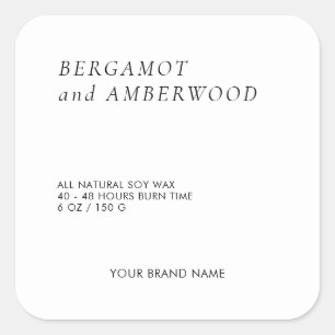 Modern minimalist white black candle label