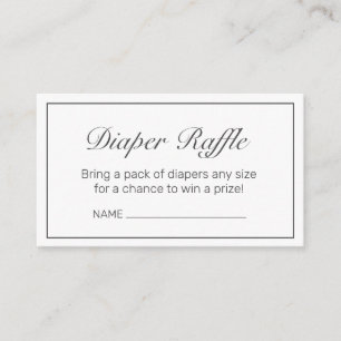 Modern Minimalist White Black Diaper Raffle Enclosure Card