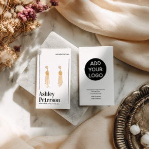 Modern minimalist white black font earring display business card