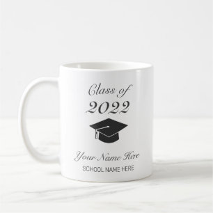 Modern Minimalist White Black Graduation Coffee Mug
