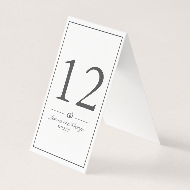 Modern Minimalist White Black Table Number Card (Front)