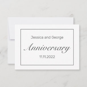 Modern Minimalist White Black Wedding Anniversary RSVP Card
