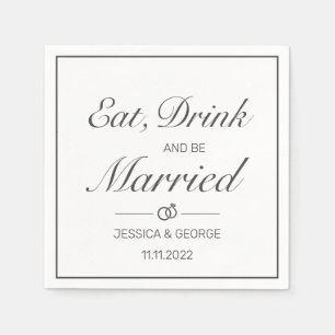 Modern Minimalist White Black Wedding Napkin