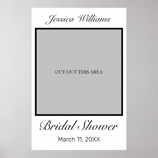 Modern Minimalist White Bridal Shower Photo Prop Poster (Front)