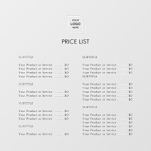 Modern Minimalist White Business Logo Price List Window Cling