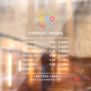 Modern Minimalist White Business Opening Hours Window Cling