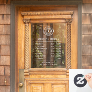 Modern Minimalist White   Business Opening Hours Window Cling