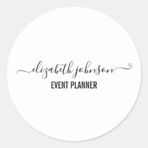 Modern Minimalist White Classic Round Sticker