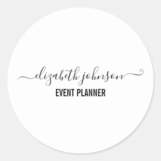 Modern Minimalist White Classic Round Sticker (Front)